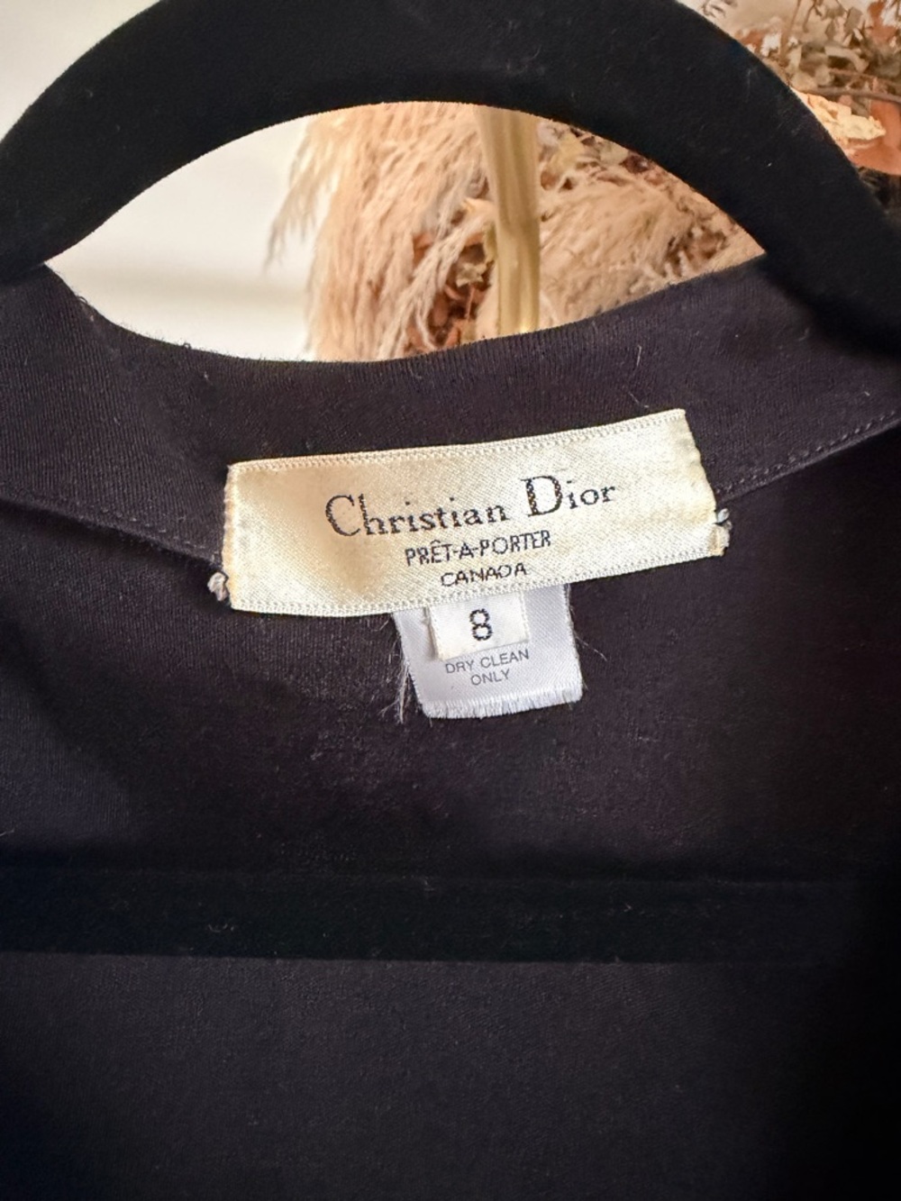 Dior Black Long-Sleeve V-Neck Wrap-Style Dress - Picture 2 of 6